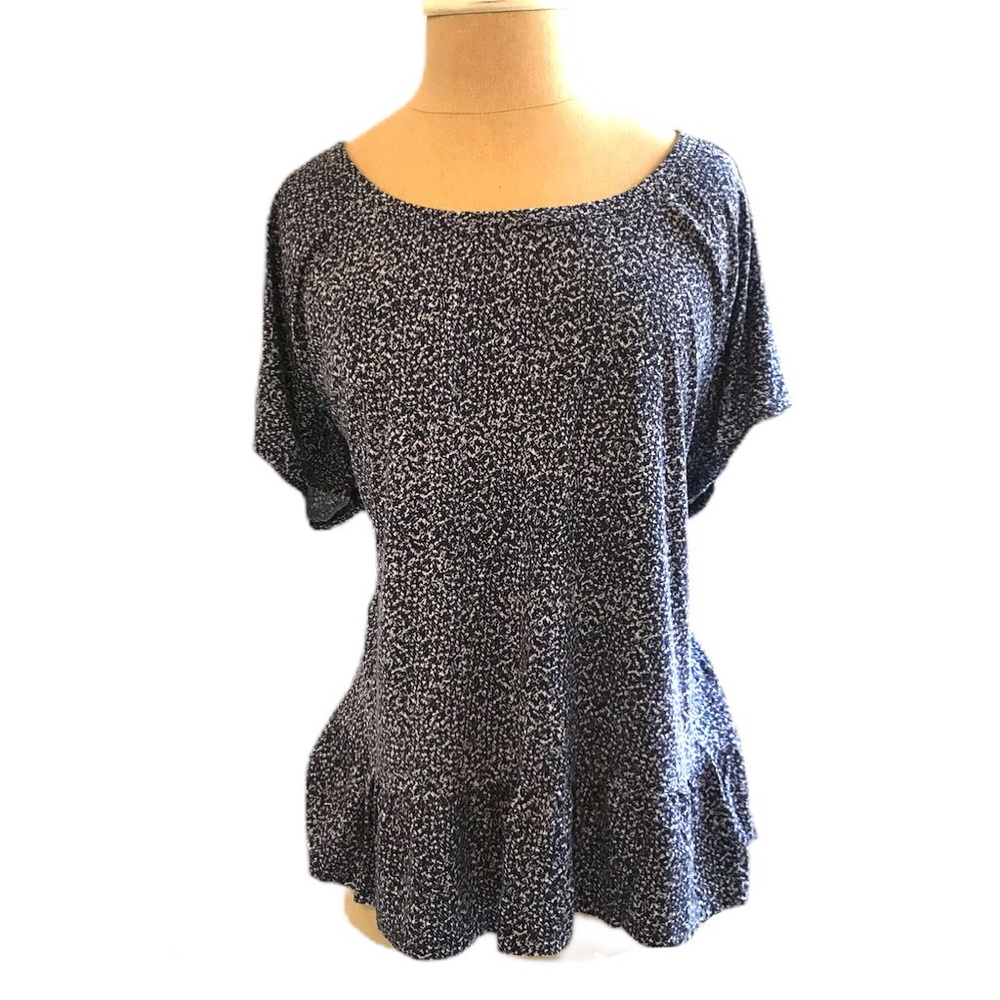 Soma soft pajama top ruffle navy white size M